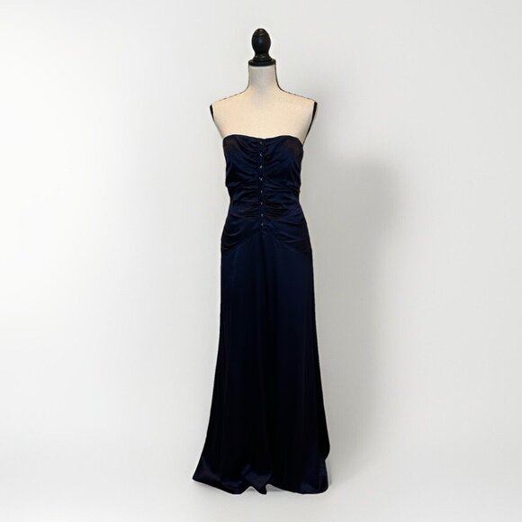 Laundry By Shelli Segal Dresses & Skirts - Laundry By Shelli Segal Dress 8 Navy Blue Silk Sweetheart Maxi Formal Prom Dress